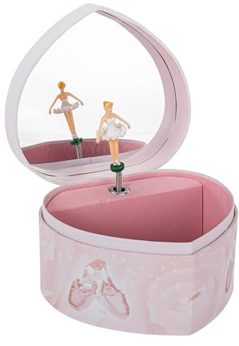 Trousselier 6230974 Musikspieluhr in Herz-Form, Ballerina, nachtleuchtend, Spieldose für Kinder