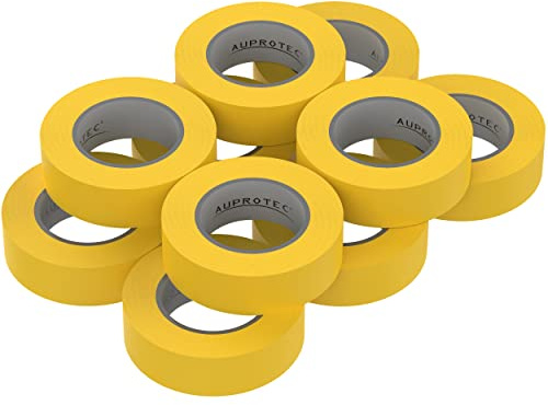 10 rollos VDE cinta aislante eléctrica PVC cinta adhesiva 15mm x 10m DIN EN 60454-3-1 color: amarillo