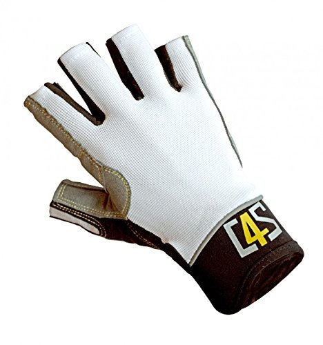 crazy4sailing Damen Herren Segelhandschuhe Racing - 5 Finger-frei, Farbe:weiß, Größe:M