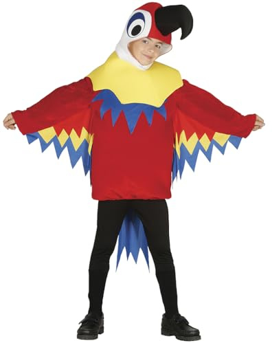 FIESTAS GUIRCA | Papagei Kostüm für Kinder - Kapuze, Schwanz und Anzug - Tierkostüme für Halloween, Karneval und Kostümpartys - Ideal für Kinder - Mehrfarbig