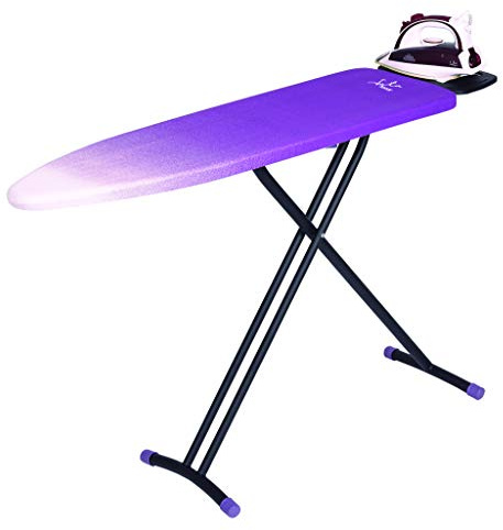 Jata Hogar TP500 Tabla De Planchar Ajustable En Altura Y Plegable, Metal, Negra/Morada, 139 X 37 X 14 Cm
