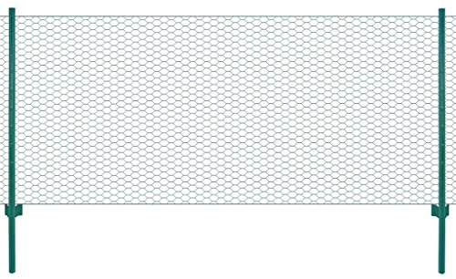 vidaXL Maschendrahtzaun mit Pfosten Stahl 25 x 1 m Grün