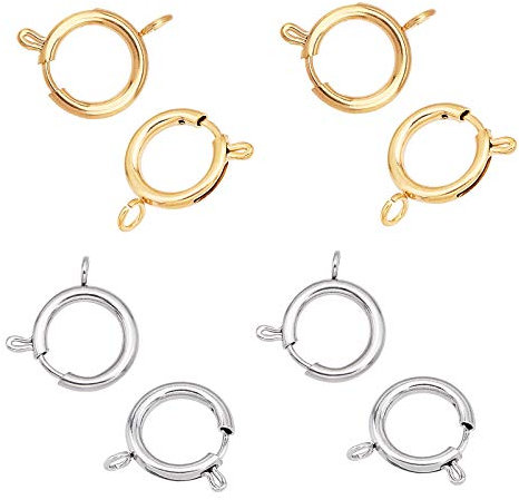 UNICRAFTALE 10pcs 2 Farben Federringverschlüsse Edelstahl Federringverschlüsse Glatte Oberfläche Schmuckverschluss Für DIY Schmuckherstellung, Golden Und Edelstahl Farbe 20mm Breit