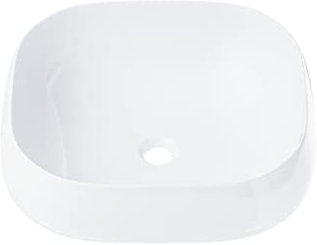 VBChome Waschbecken 45 x 41 x 15 cm Keramik Weiß Oval Waschtisch Handwaschbecken Aufsatzwaschbecken Komfortabel Modern Elegant