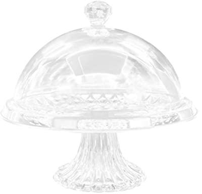 Cabilock Kuchenständer Glasglocke Tortenplatte mit Fuß Kuchenglocke Käseglocke Tortenglocke Glashaube Cupcake Ständer Lebensmittel Abdeckung Abdeckhaube für Hochzeit Geburtstag Party Tischdeko