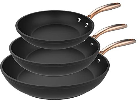 Cecotec Polka Fantasy Lot de poêles 20-24-28 Bucket Gold Diamètre 20-24-28 cm, aluminium forgé, revêtement anti-adhésif Platinum Plus téflon, sans PFOA, adaptées à l'induction