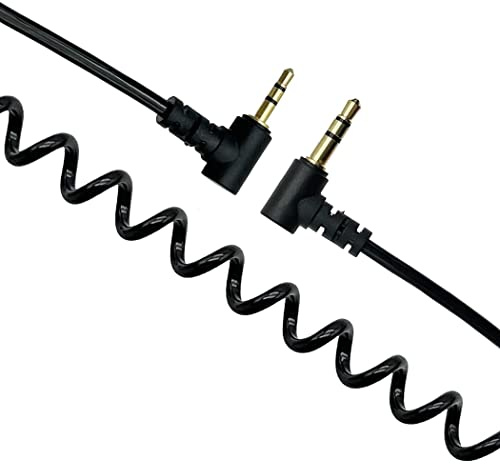 LiKuCo Coild 2.5mm to 3.5mm Audio Cable, 2.5mm Male to 3.5mm 1/8inch Male 90 Degree Double Angled TRS Stereo Audio Headphone Aux Coiled Cord Cable (1Pack)