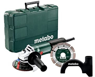 Metabo WEV 850-125 - Amoladora angular en maletín con disco de corte de diamante (125 x 22 mm, diámetro del disco: 125 mm, 850 W, velocidad de ralentí: 11500 /min