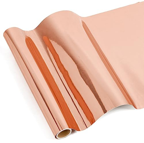 IModeur Metallisch Roségold Vinylfolie Plotter - 30,5 x 125 cm Plotterfolie Roségold Vinyl für DIY-Geschenke, Geburtstagsfeier