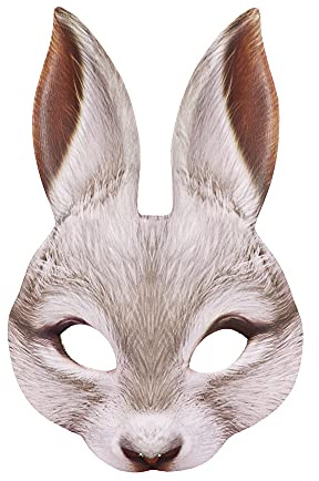 EQLEF djurmasker kanin, realistisk kanin djurmask EVA hare ansiktsmask vuxen cosplay kanin kostym för fin klänning boll påsk karneval halloween djur temafest