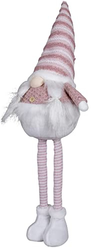 Christmas Paradise Weihnachtswichtel Frau 35cm ausziehbar (55cm) Gnom Teleskopbeine rosa weiß