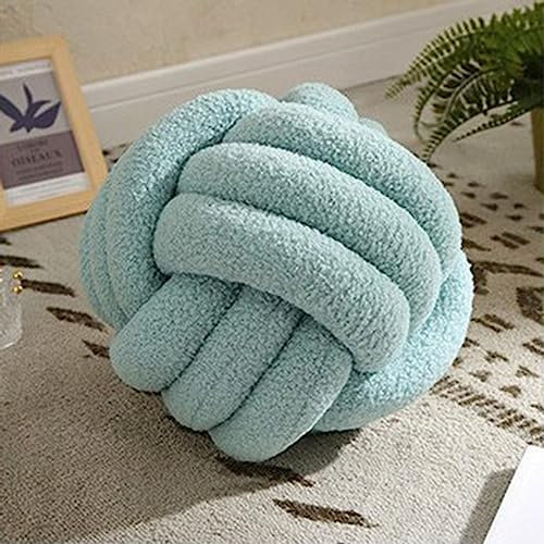 Yokawe Knoten-Kissen, Kugelform, 22,9 cm, dekoratives rundes Wurfkissen, handgewebtes Samtkissen, Zimmerdekoration für Schlafzimmer, Wohnzimmer, Hellblau, 22,9 cm
