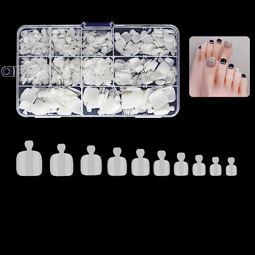 500 Stücke Fußnägel zum Aufkleben, 10 Größen Full Cover Künstliche Fußnägel Tips, Natürliche Zehennägel zum Aufkleben Soft Gel Toenail Tips für Damen Frauen Nails Starter Nagelstudios DIY