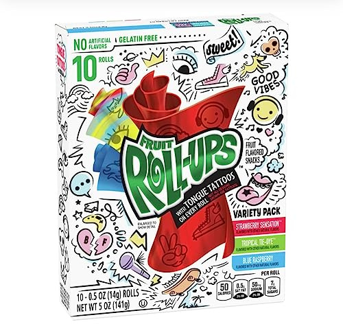 SUPPLIIONLINE - Rollos de frutas - Bob Esponja Edición Meme Sensation Fresa Sabor Dulce - San Valentín, Pascua, cumpleaños, Navidad, regalo para niños y adultos, 10 rollos