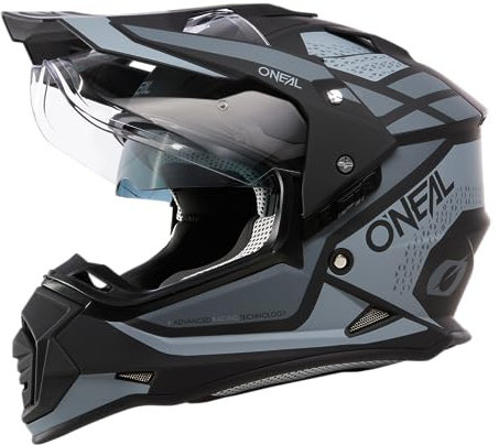 O'NEAL Casco moto | Enduro Moto | Aperture di ventilazione per il massimo flusso d'aria e raffreddamento, guscio in ABS, parasole integrato | Sierra Helmet R V.24 | Adulti | Nero Grigio | Taglia XXL