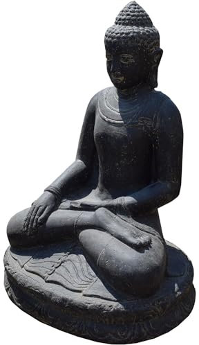Teako Design Stonox Großer Garten Buddha Kalaburagi Bhumisparsha Mudra, Gartendeko, Buddhafigur, Frostbeständige Gartenfiguren & Gartenstatuen, Gartenambiente, Ruhe und Gelassenheit