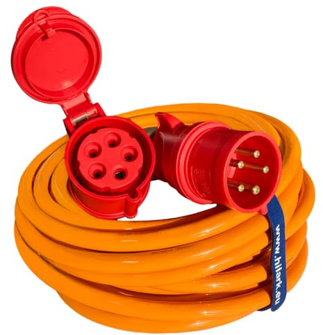Hilark Cable Tech CEE H07BQ-F 5g4 32A Polyurethane Extension Cable, Orange, Electric Car Charger (H07BQ-F 5g4, Orange, 3 m)
