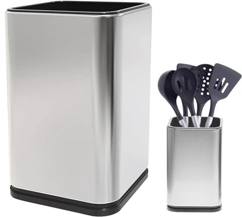 Portautensili per Posate, contenitore grande per utensili da cucina, Scolaposate Acciaio, Acciaio Inossidabile Scola Posate, antiscivolo e antiruggine per piano di lavoro portautensili da cucina