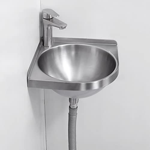 Kleines Eckwaschbecken, Handwaschbecken zur Wandmontage, Vorbereitungswaschbecken-Set aus Edelstahl, gewerbliches Spülbecken, Badezimmergefäß