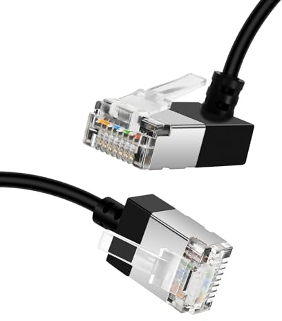 Flexible Cat6 Ethernet Cable 270° Upward Angle 10M, Gigabit UTP LAN Cable | Ultra Thin & Slim RJ45 Cat6a Network Cord, 10Gbps 550MHz Cat6 Internet Cord, for PC, Router, Windows (Black)