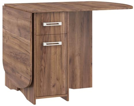 Homlando Ausziehtisch HOMI Mini 10 160x80x75 cm - Klapptisch - Küchentisch - Esstisch Oval Tisch mit Schrank und Schubladen (Craft Tobaco)