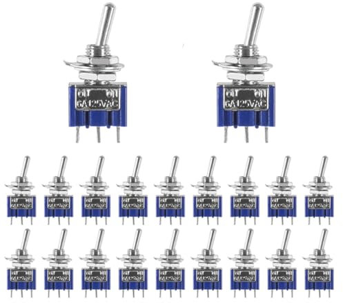 AEDIKO 20pcs Micro Toggle Switch 3 Pin SPDT Touch 2 Position ON/ON Mini Miniature Toggle Switch AC 125V/6A
