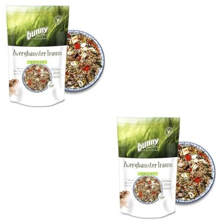 bunnyNature HámsterTraum Expert - Juego de 2 unidades de 500 g, pienso completo para hámsteres enanos, contiene pequeñas semillas y gusanos de la harina, sin extruidos ni pellets, sin fruta