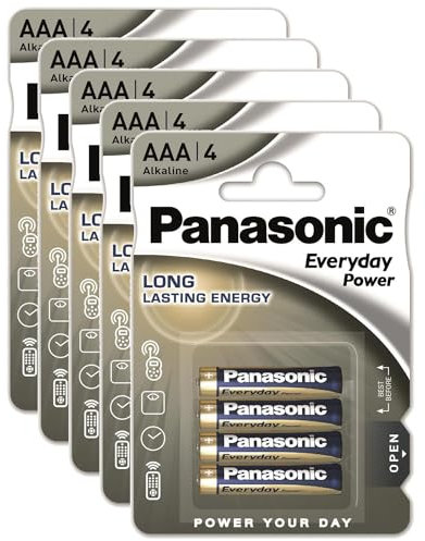 PANASONIC Lot de 5 Blisters de 4 Piles Alcaline Everyday Power Silver LR03 AAA - 1,5V