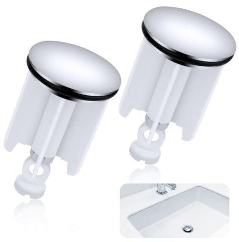 2 Piezas Tapón Universal para Lavabo de Baño,40MM Tapón de Lavabo,Unidades Tapón de Desagüe de Lavabo,Tapón de Desagüe de Regulable en Altura,Tapón de Baño para Fregaderos de Cocina y Baño