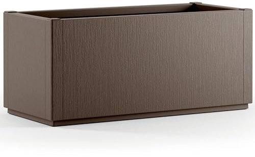CASARIA® Ethica Flower Box Planter | 80L Capacity | 80 x 36 x 35 cm, Drain Base, Winterproof, Garden Planter, Plant Pot, Flower Tub | Robust Weatherproof Plastic | Brown