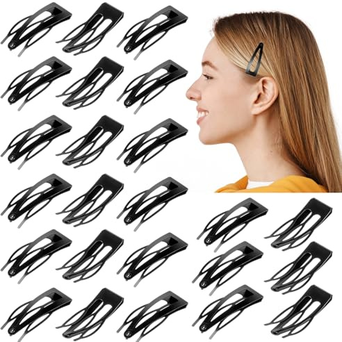 JIEYAO 24 Stück Haarspangen Damen, Doppelgriff Hair Clip Metall Snap Haarclips Kleine Haarklammern Schwarz Haarschmuck Retro Haarspange für Mädchen Frauen Dünnes Haar für Salonbedarf Haar Herstellung