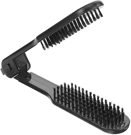 Baluue Haarglätterbürste Doppelseitig Mit Klemme Ergonomisch Antistatisch Für Haartypen Tragbares Haarstyling Werkzeug Schwarz