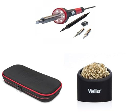 Weller 30-Watt Soldering Iron Kit with Soldering Tip Cleaning Sponge, Silicone Holder, and Storage Case