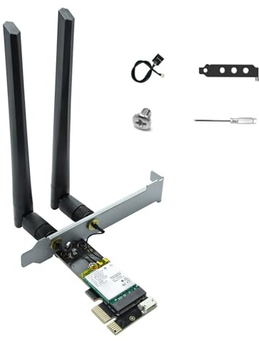 Scheda wireless (WiFi) PCIe WiFi 6E, Bluetooth 5.3, per chip Intel AX210, Tri-Band (6 GHz/5,8 GHz/2,4 GHz), per Win 11/10 64 bit