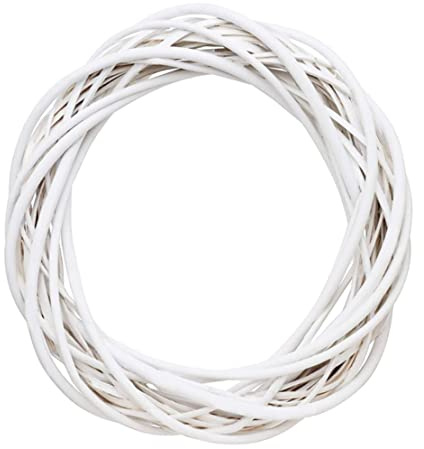 Weidenkranz -Dekor, weiße Rattankränze, 10 cm Weihnachtsfest Rattan Ring Ring Natural Wrack Frame für DIY Bastelvordertür Dekor Weiden Frühlingskränze für Weihnachtsferiendekoration