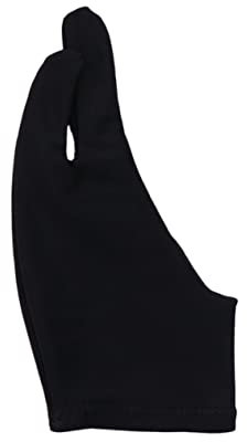 Black Spandex Two Finger Curved Drawing Gloves 2 Pcs for Sketch