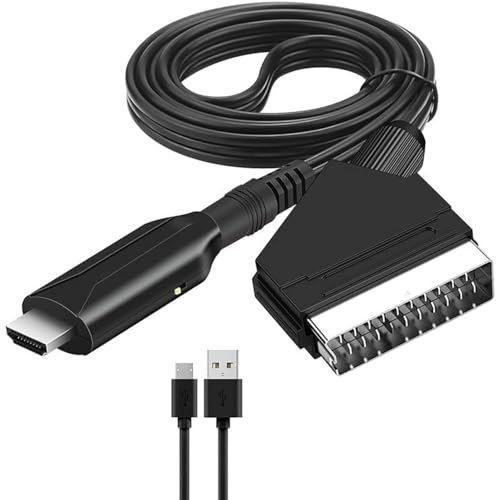 DSLIHA All-in-One Scart to HDMI Converter, 720p/1080P HD Converter Adapter, HDMI Input SCART Output Video Audio Converter with 80cm USB Cable,for HDTV STB VHS Xbox PS3 Sky Blu-Ray