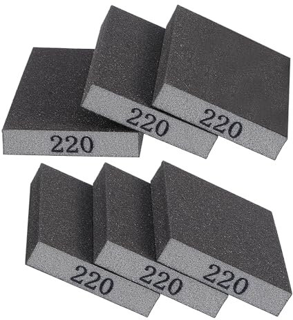 Lot de 6 éponges abrasives - 220 Blocs de Papier abrasif - Réutilisables - Lavables - pour Le meulage, Le Polissage, Le métal, Le Bois, l'acier, l'acier Inoxydable, Les Verres