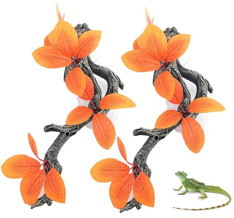 Lucxhcky Lot de 2 branches d'angle pour reptiles, décoration d'escalade de serpent, accessoires pour aquarium de reptiles, décorations de terrarium (rouge)