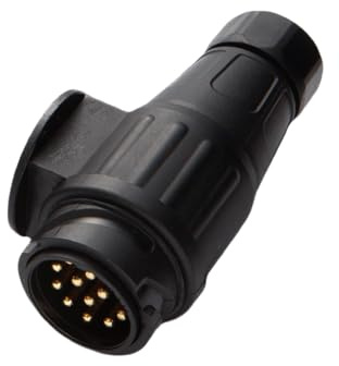 Feuunly Prise Remorque 13 Broches Male, 12V Étanche Prise Remorque 13 Broches Connecteur Standard Européenne - ISO 11446, pour Caravane Camions Voiture RV Remorque Connecteur