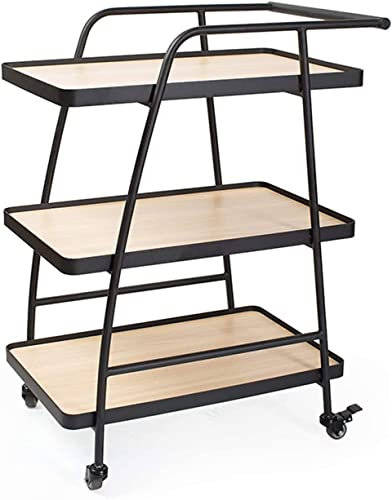 HUIBBGO Barwagen aus Holz und Metall für den Außenbereich mit Rädern, 3-stöckiger Tee- und Cateringwagen für Getränke, Lebensmittel und Beauty-Essentials