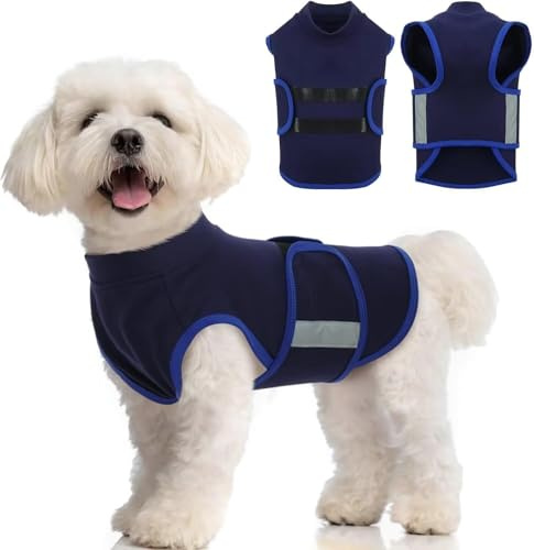 IECOii Chaleco calmante para perros pequeños, chaquetas ajustables para la ansiedad para perros con rayas reflectantes, abrigo calmante suave para perros, chaleco de ansiedad para perros pequeños