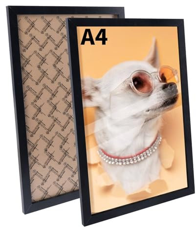 Truevaste 2 Set Bilderrahmen A4 für Dokument, Schwarz 21×29,7 cm MDF Rahmen für Abschlusszeugnis, Klassischer Fotorahmen für Wand Tischbilderrahmen, Frame für Hochzeitsfotos Abschlusszeugnis Jubiläum