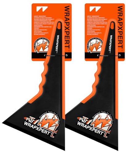 WRAPXPERT Window Tint Squeegee, 2 Pack Long Handle Tri-Edge Corner Tools, Ultra Thin Car Tint Tool for Side Windows, Windscreen & Rear Window Film Installation, Contour Plastic Card