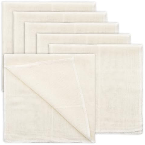 LXUEJIE 6 Stück Passiertuch 50 x 50cm, Cheesecloth Käsetuch Baumwolle Filtertuch Wiederverwendbar Klassische Dichtegrad Abseihtuch für Käse Saft Tee Nussmilch Suppe Joghurt Tofu