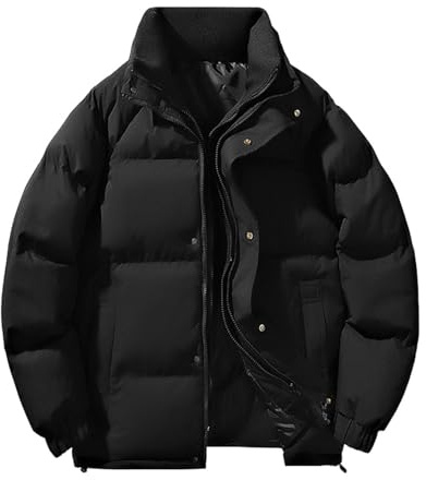 Puffer Jacket Mens without Hood Smart Casual Padded Jackets for Men Winter Long Sleeve Quilted Coats Regular Fit Zipped Insulated Jackets Warm Walking Outwear with Pockets