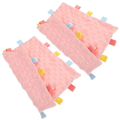 Paños Tranquilizadores para Bebés 2 Piezas Cuadrados Rosa | Poliéster Algodón y Poliéster, 9, 82x9, 82 Pulgadas, Etiqueta Sensorial de Colores para Descanso