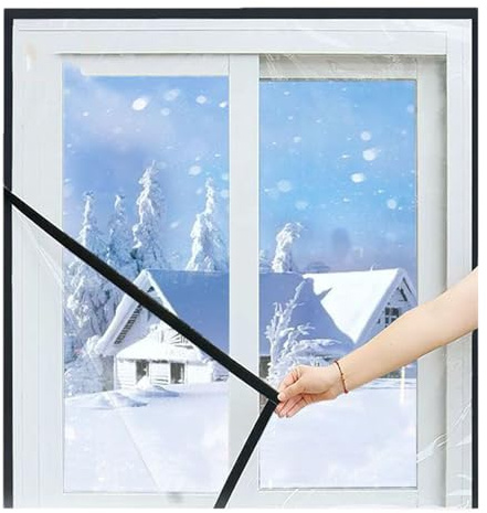 Film de Protection Solaire pour Fenêtre Crochet et Attaches en Polaire Double Vitrage Économie D'énergie pour Maison Voiture e Véranda Bureau(200x240 cm-78.7x94.4 in)