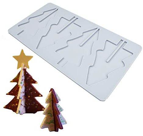 Weihnachts-Silikonformen mit 4 Mulden, Weihnachtsbaum, Süßigkeiten, Spitze, Backen, Gummibaum, Zucker, Basteln, Kuchen, Party, Gebäck, Fondant, Modelliermasse