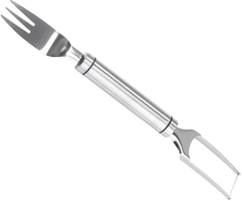 TOYANDONA Affettatrice per Anguria Domestica 2 in 1 in Acciaio Inox Forchetta Integrata, Utensile Portatile per Tagliare Melone e Frutta, per Casa e Campeggio, Taglia-cubetti Rapido e